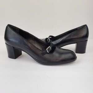 Franco Sarto Leather Mary Jane Pumps Black Size 8